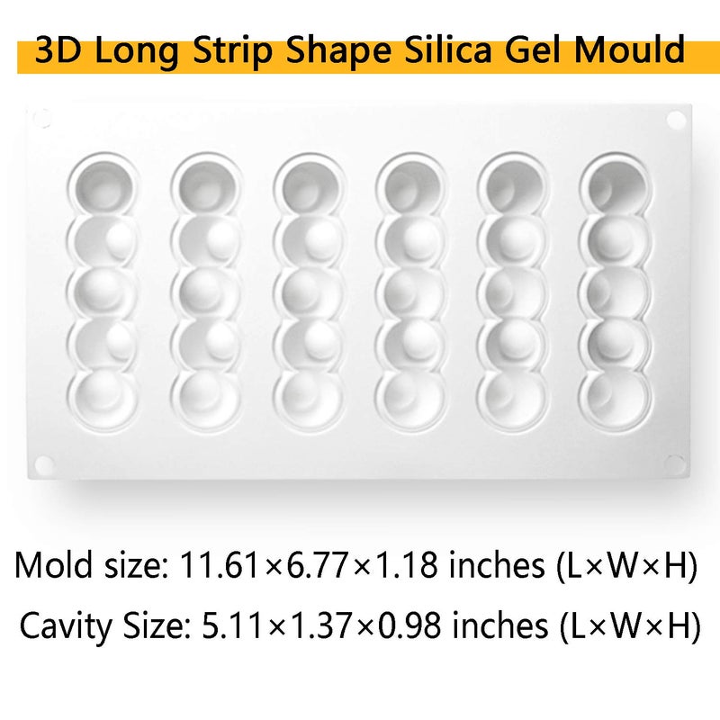 OCPO KITCHEN Eclair Silicone Mold for Baking Mousse Cake, French Dessert, Pastry, Chocolate, Ice Cream, Cake Decoration Mold, 3D Long Strip Flower Shape (6-Cavity) - Image 2